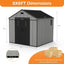 8x8 Ft Resin Outdoor Storage Shed with Floor - Weatherproof Resin