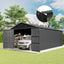 12x15FT Outdoor Metal Garage Shed with Lockable Doors - Metal