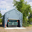 14x42x17 RV/Boat Garage House Style, gray, with truck inside, front view