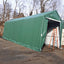 14x42x17 RV/Boat Garage House Style, green, side view with door rolled up